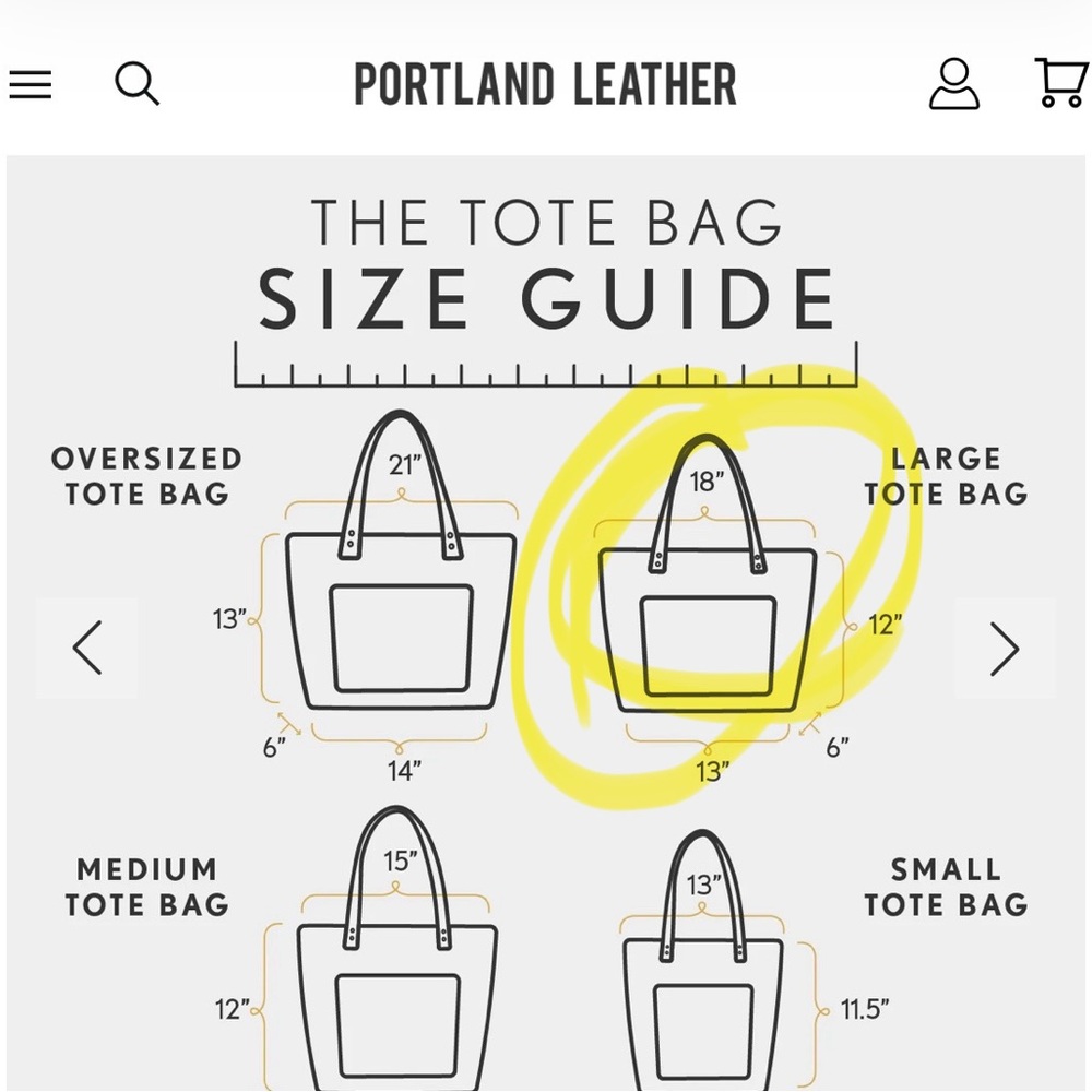 Portland Leather Slate Gray Tote with Tan Handles - Picture 6 of 6